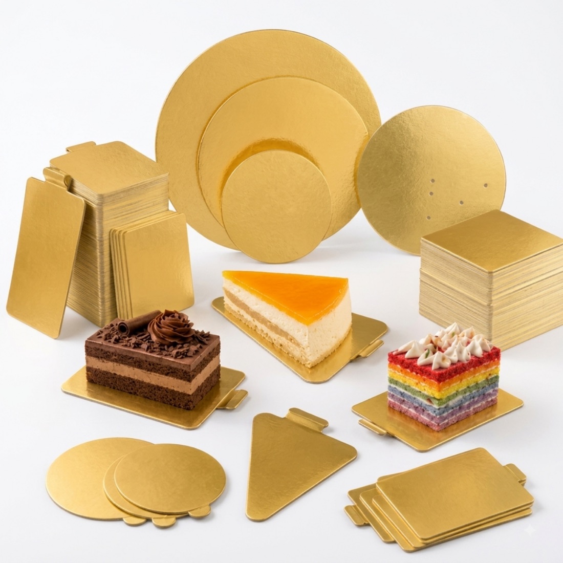 Round cake boards with a food-contact surface