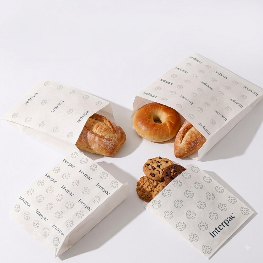 Flat kraft pastry bags printed for a bakery