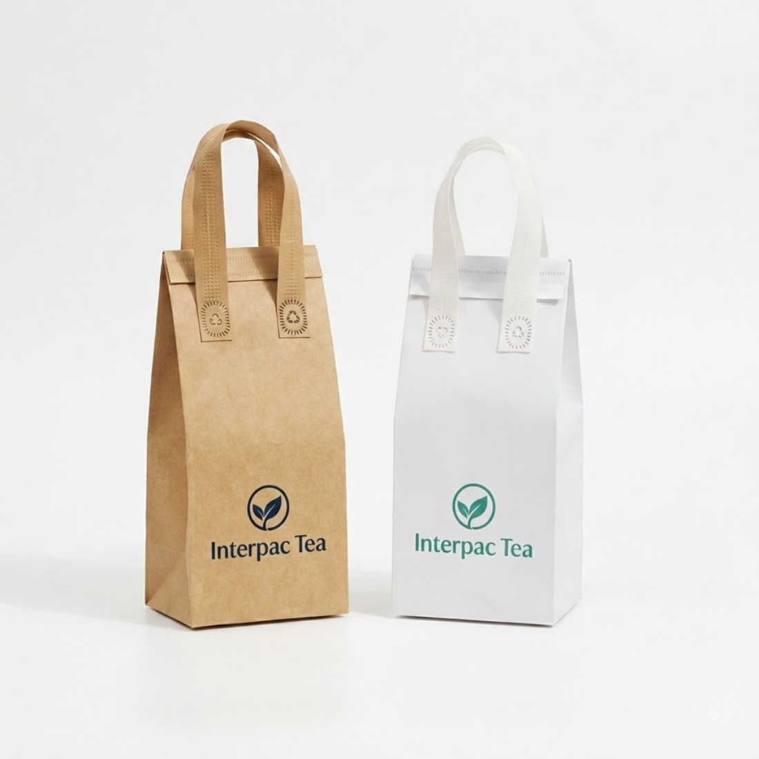 Single-cup kraft carry bag printed with a bubble tea brand