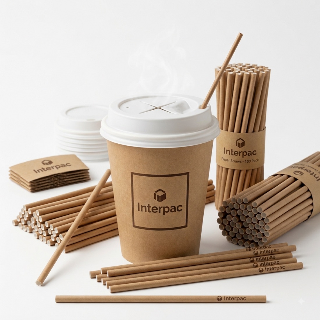 Individually wrapped paper and PLA drinking straws