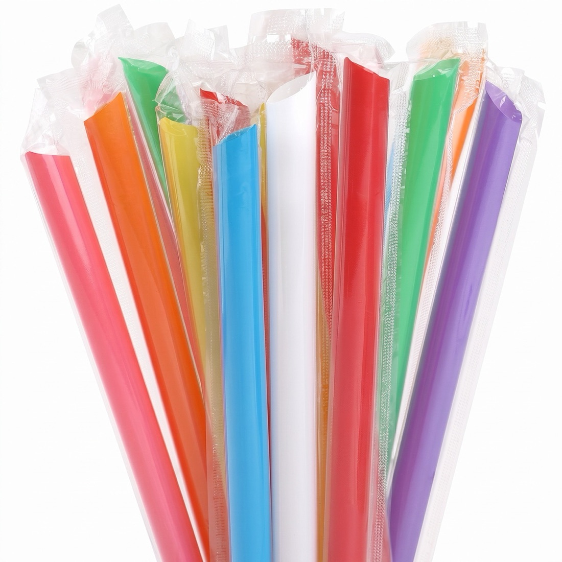 Wide boba straws, individually wrapped